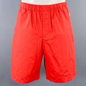 HELMUT LANG Size L Red Cotton Zip Pockets Shorts